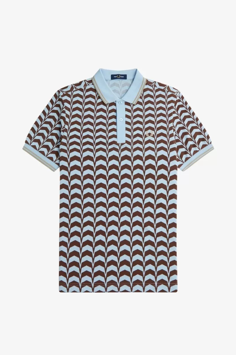 fred perry herren-polohemd mit auffälligem muster türkis