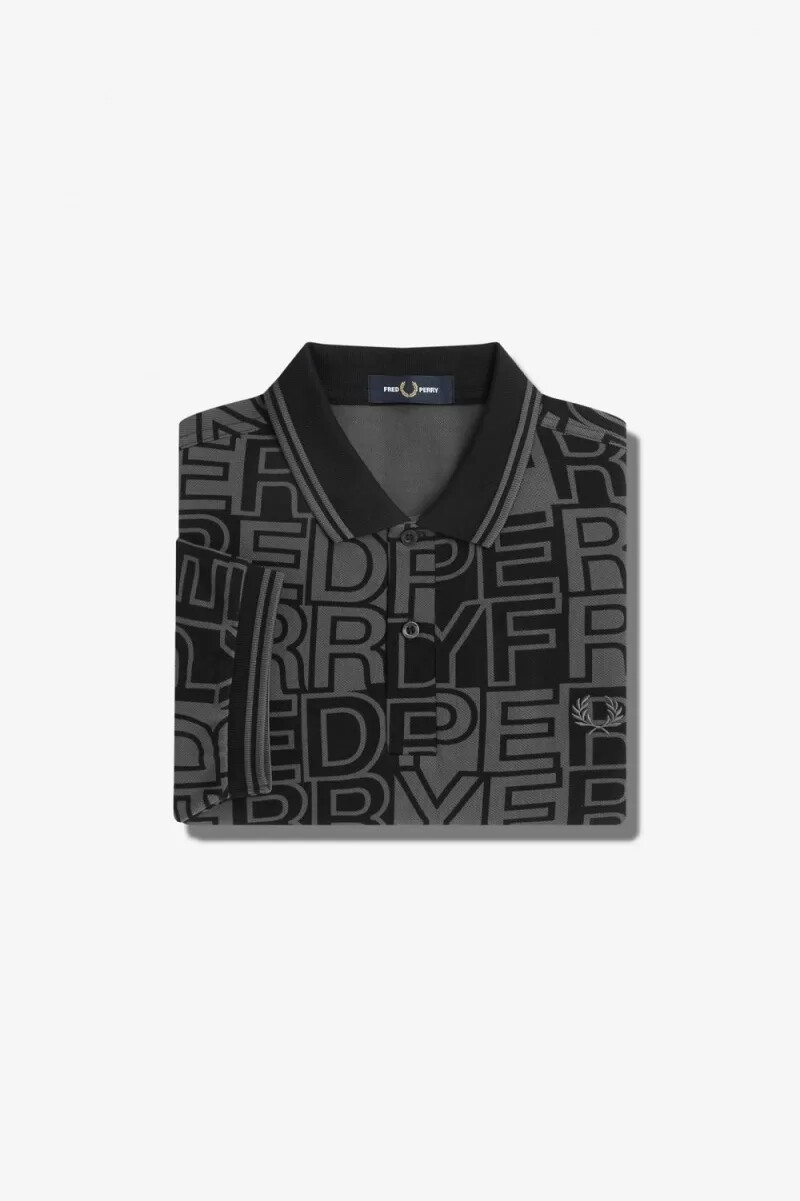 fred perry herren-poloshirt mit blockgrafik gunmetal
