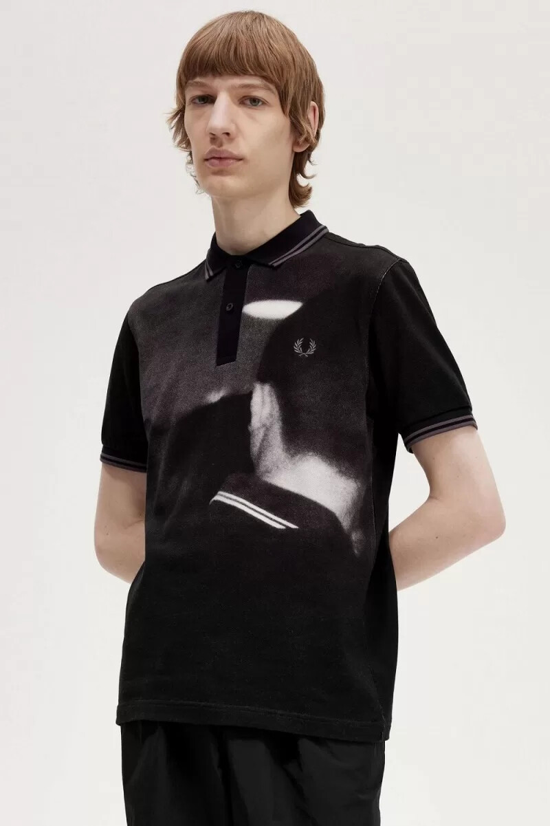 fred perry rave graphic herren-poloshirt schwarz