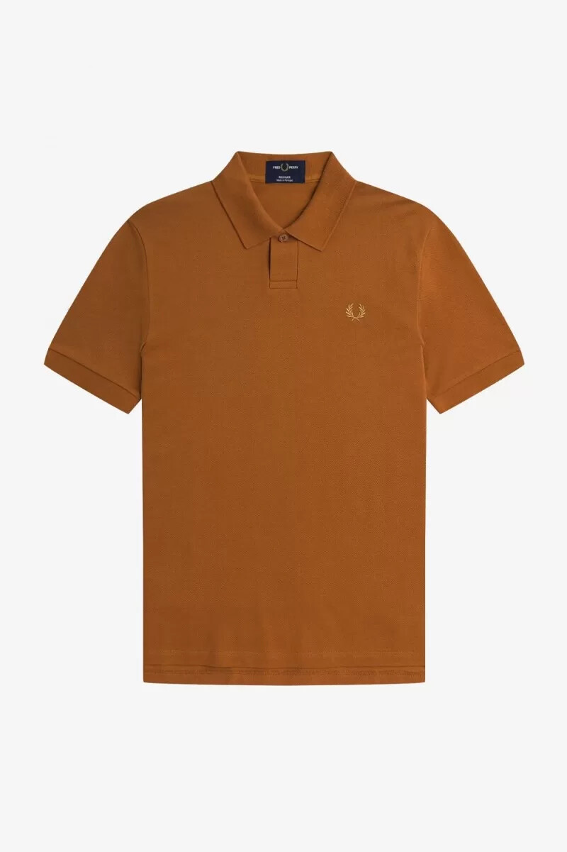 fred perry herren-polohemd mit einem knopf dunkelbraun