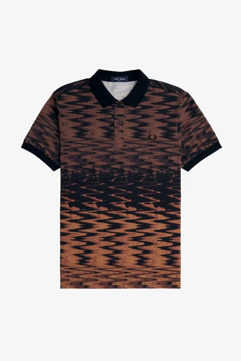 fred perry herren-poloshirt mit wellenmuster schwarz