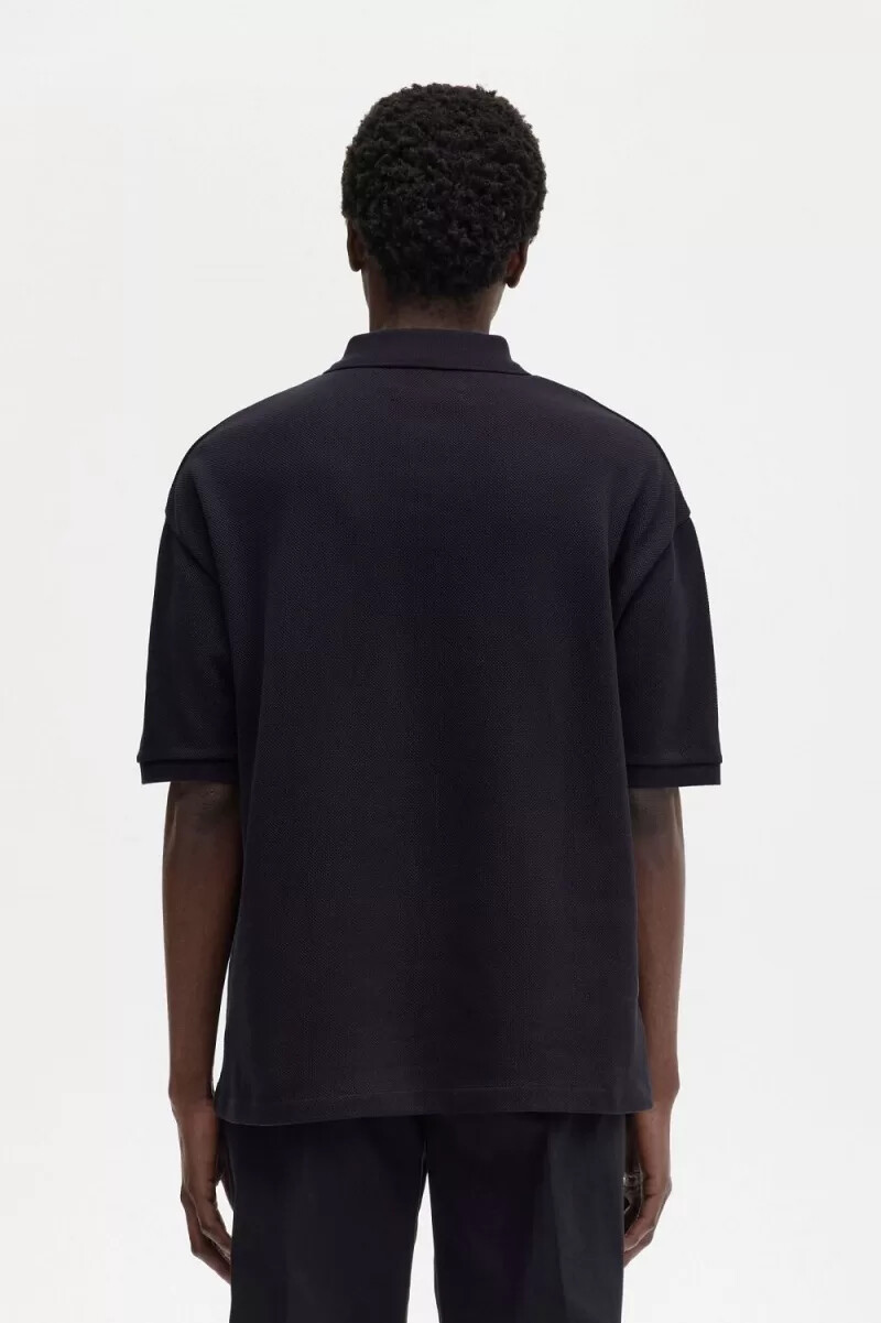 fred perry oversized bedrucktes herren-polohemd marineblau