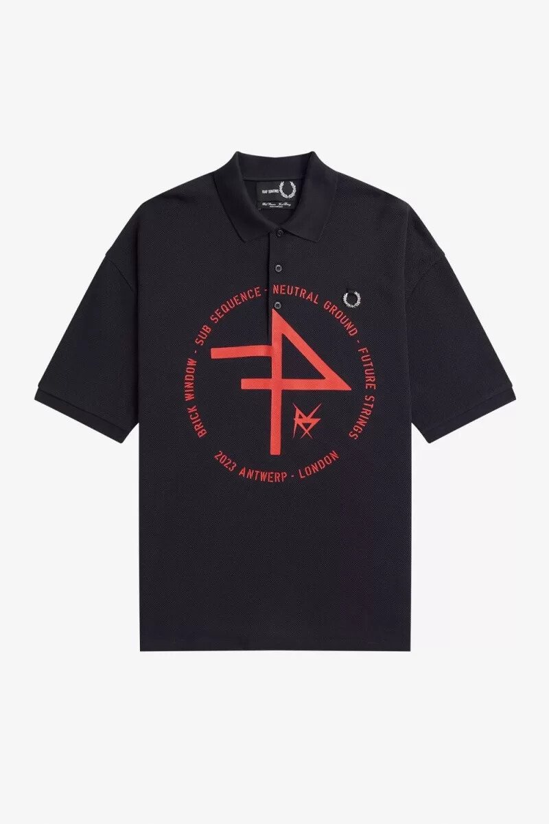 fred perry oversized bedrucktes herren-polohemd marineblau