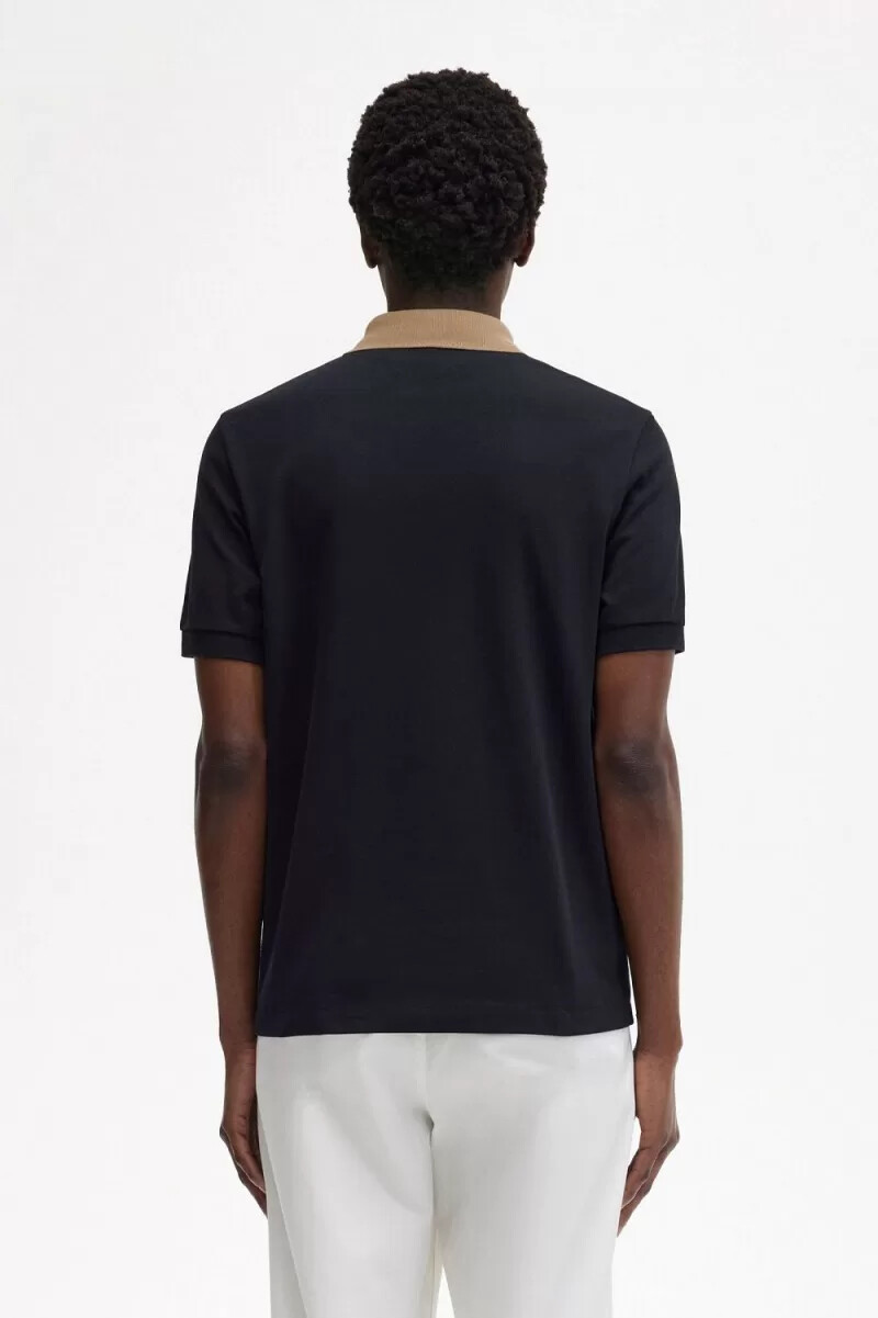 fred perry poloshirt für herren mit kontrastkragen schwarz