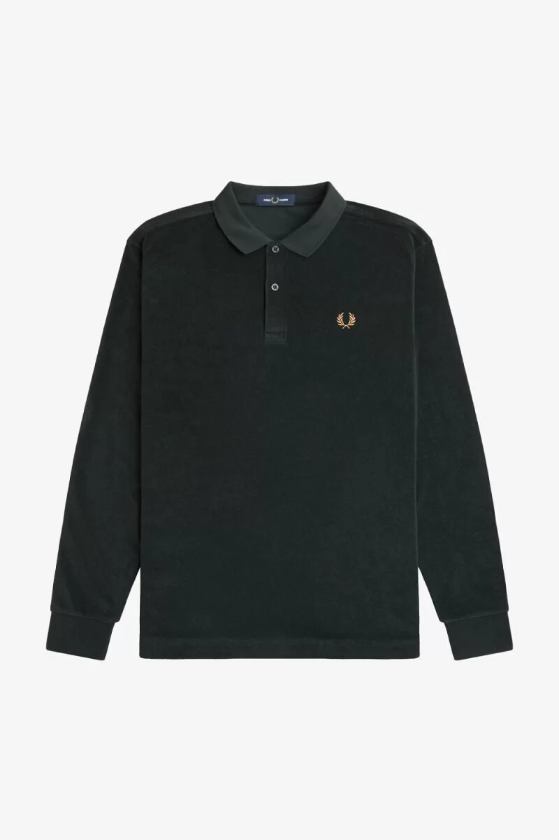 fred perry herren-polohemd aus frottee nachtgrün