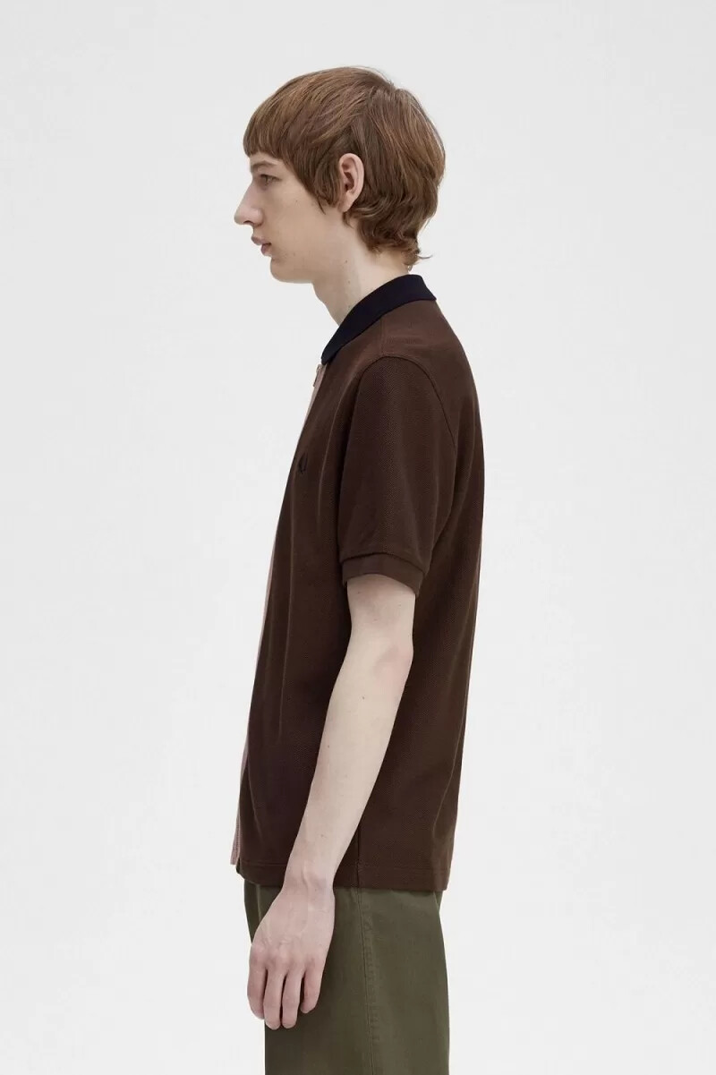 fred perry herren-polohemd mit reißverschluss farbe burnt tobacco