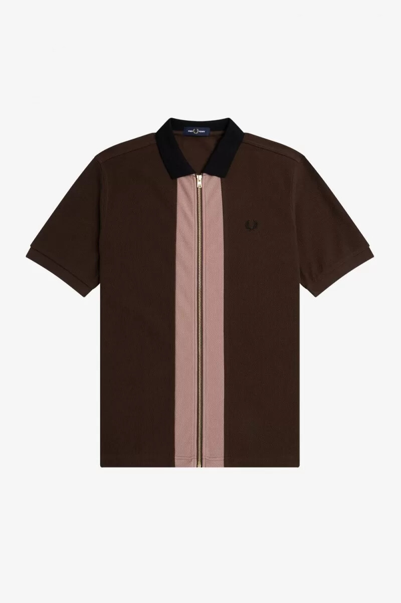 fred perry herren-polohemd mit reißverschluss farbe burnt tobacco