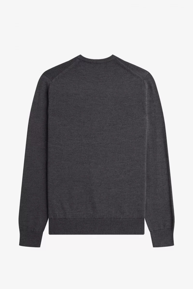 fred perry klassischer herrenpullover mit rundhalsausschnitt dunkelgrau meliert