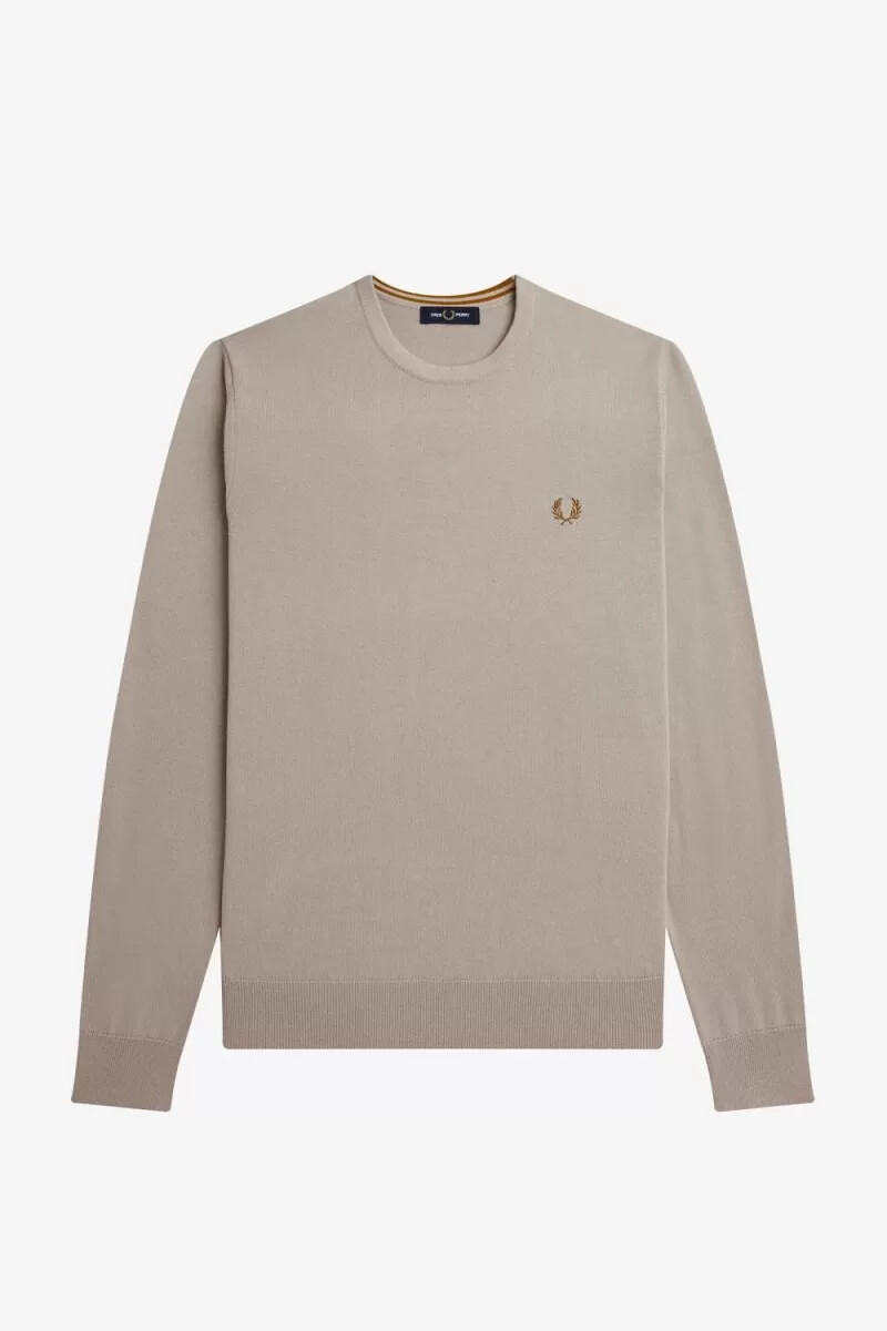 fred perry klassischer herrenpullover mit rundhalsausschnitt dunkelbraun