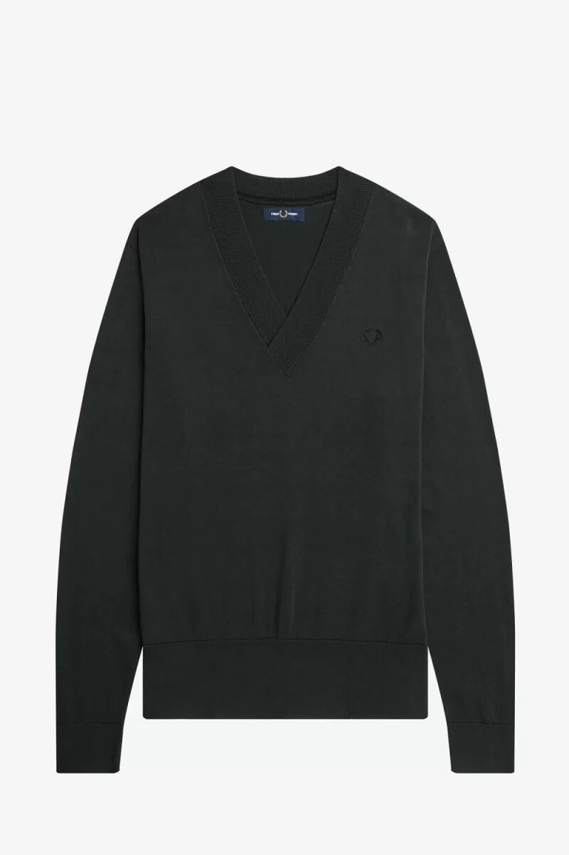 fred perry herrenpullover mit v-ausschnitt nachtgrün