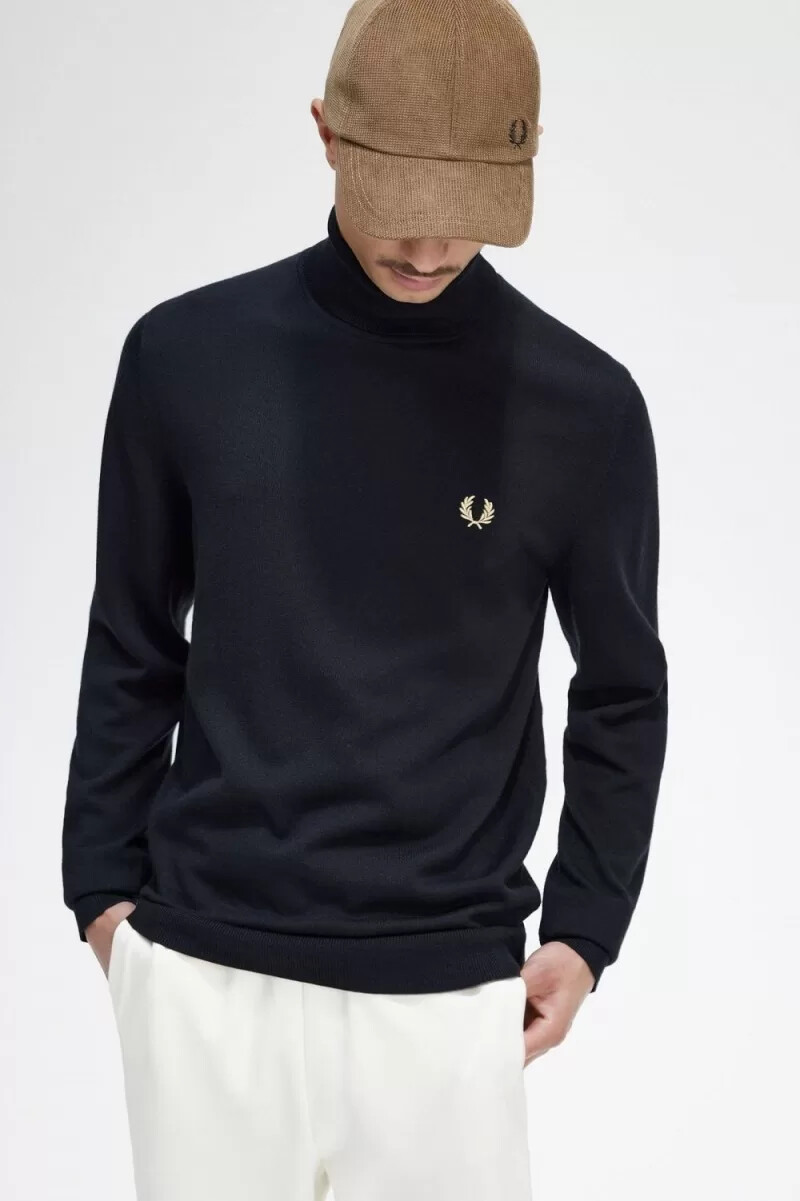 fred perry rollkragenpullover für herren schwarz