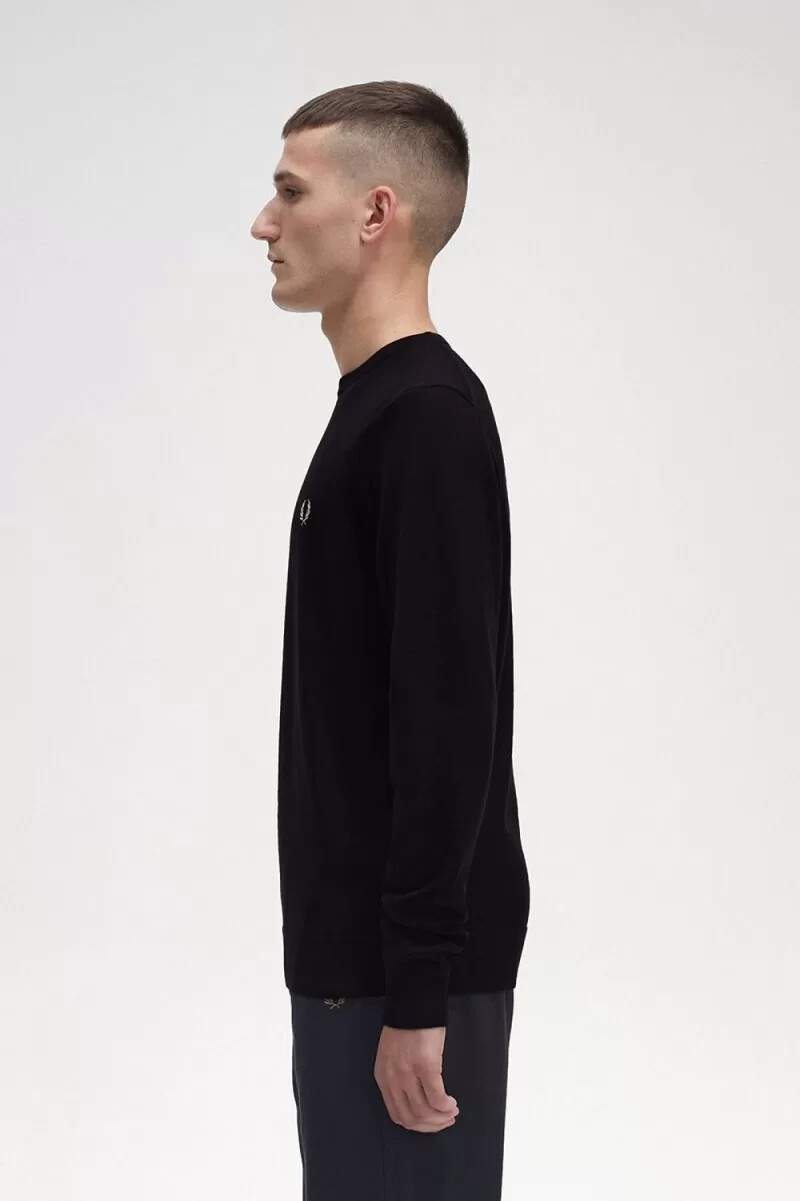fred perry klassischer herrenpullover mit rundhalsausschnitt schwarz