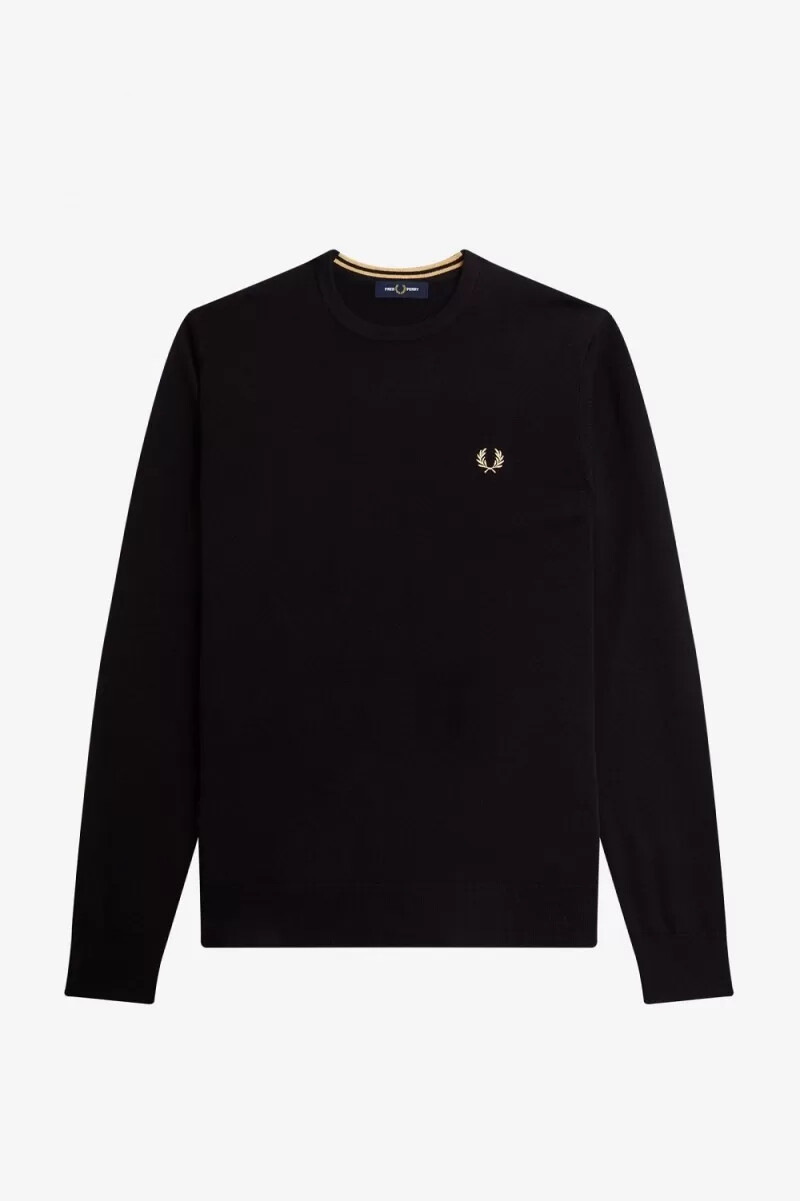 fred perry klassischer herrenpullover mit rundhalsausschnitt schwarz