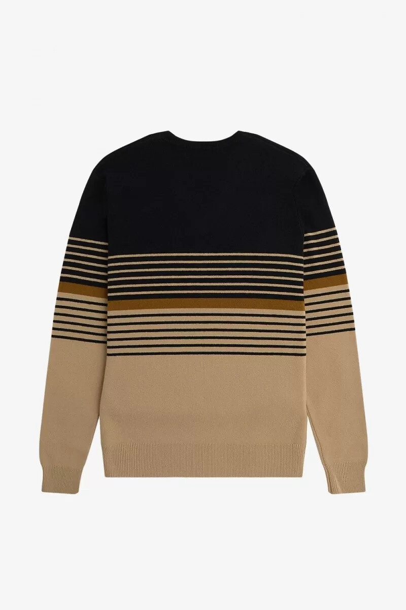 fred perry herrenpullover aus lammwolle mit streifenmuster khaki