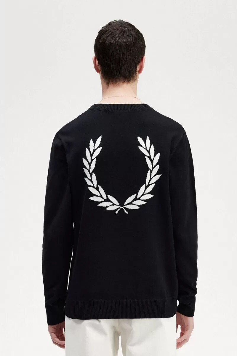 fred perry herrenpullover mit lorbeerkranz-motiv schwarz
