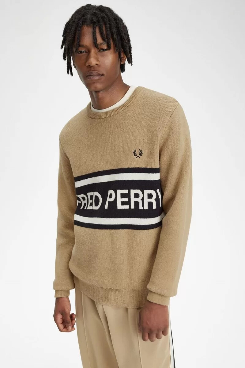 fred perry herrenpullover mit grafikmuster grün
