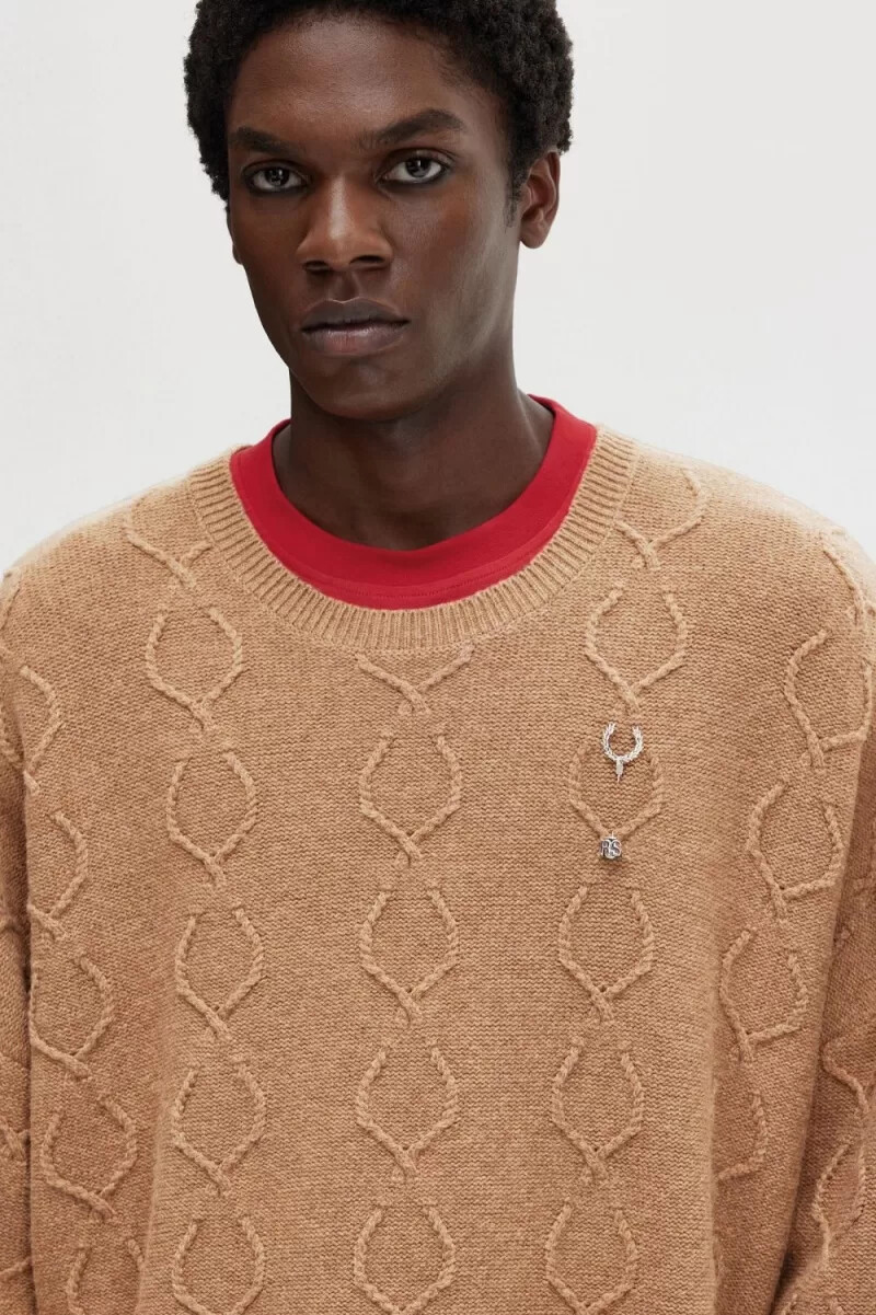 fred perry oversize-herrenpullover mit patch-details grün