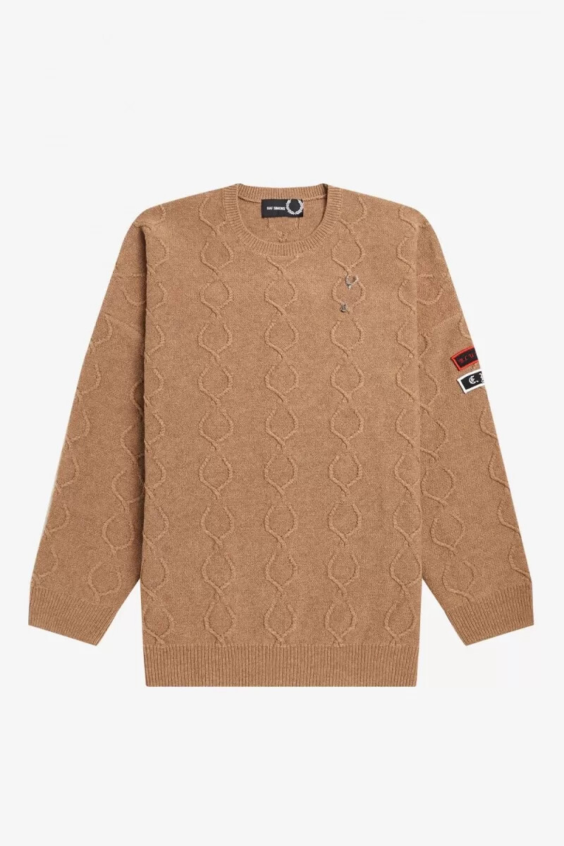 fred perry oversize-herrenpullover mit patch-details grün