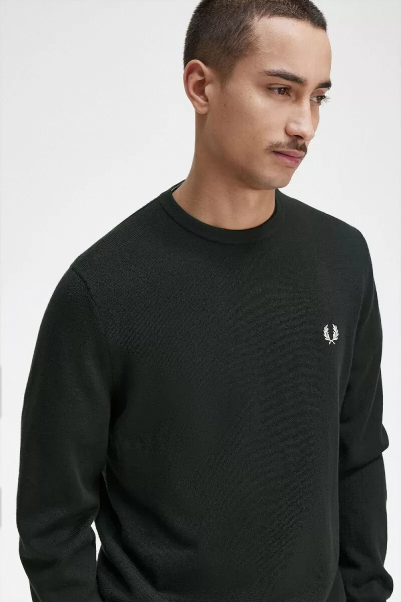 fred perry klassischer rundhals-herrenpullover nachtgrün