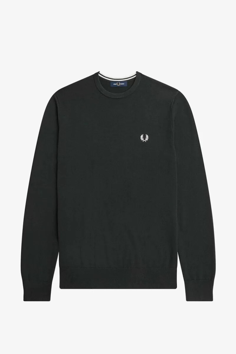 fred perry klassischer rundhals-herrenpullover nachtgrün