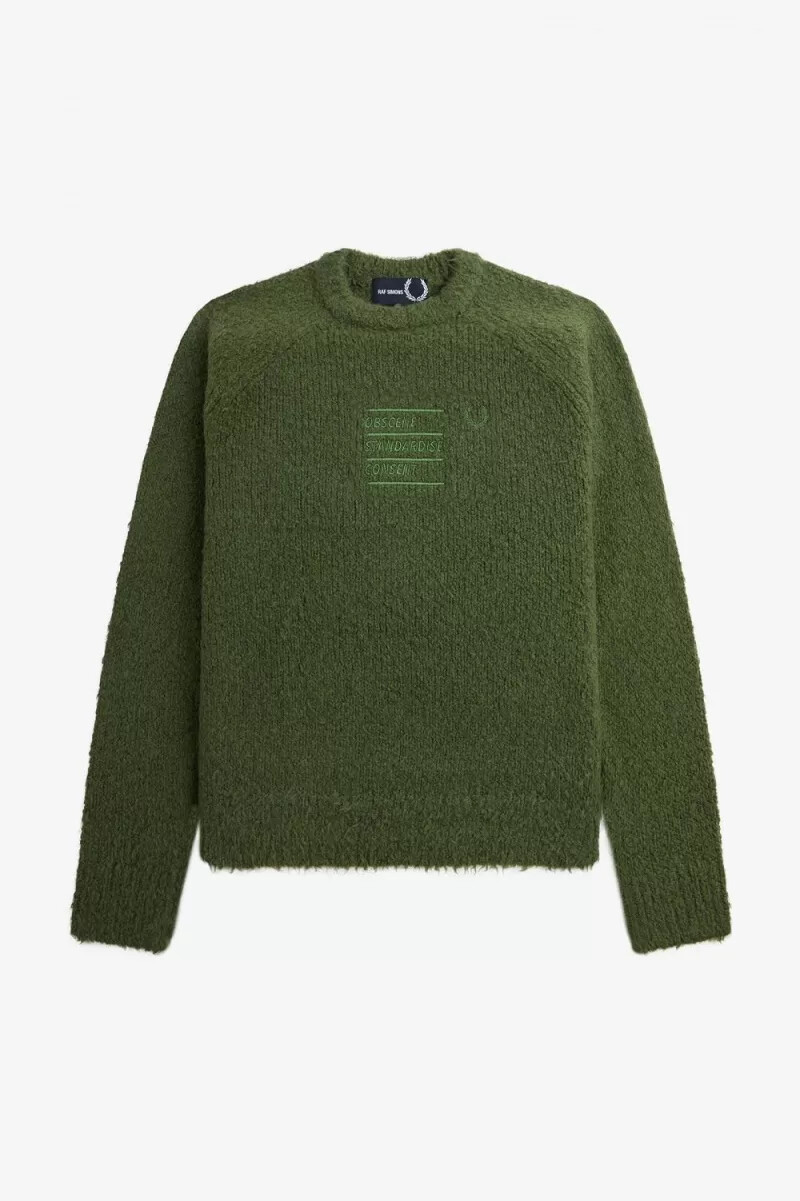 fred perry herrenpullover mit strukturmuster chive green