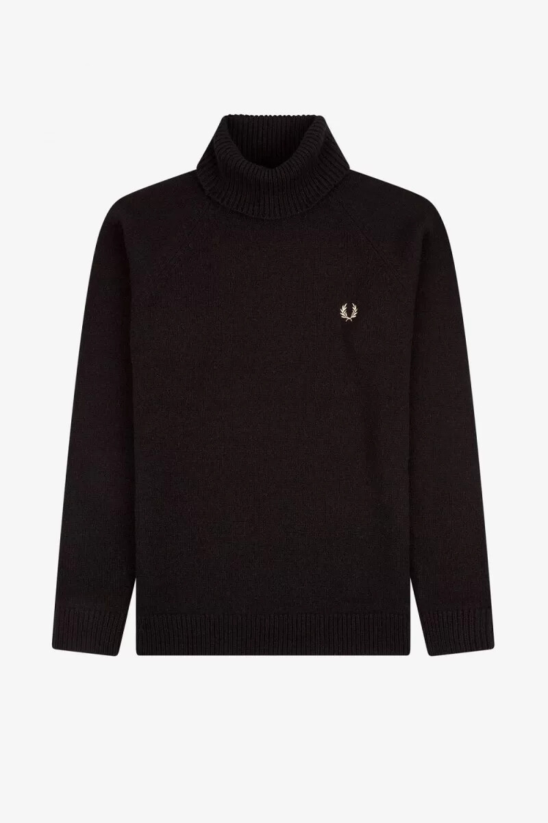 fred perry rollkragenpullover für herren schwarz