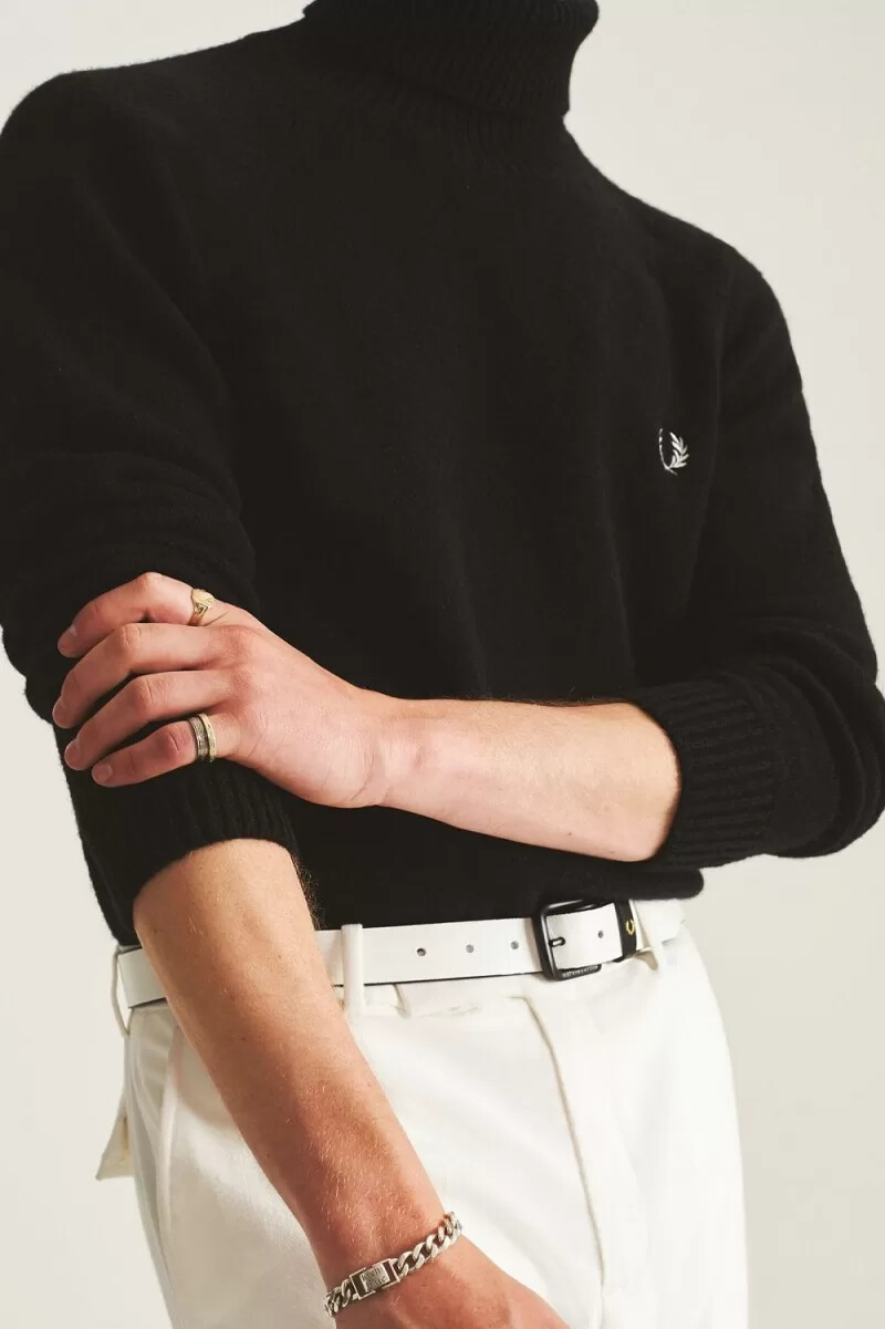 fred perry rollkragenpullover für herren schwarz