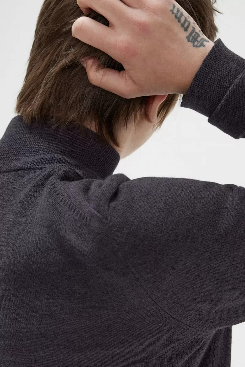 fred perry classic herren-pullover mit halbem reißverschluss dunkelgrau meliert