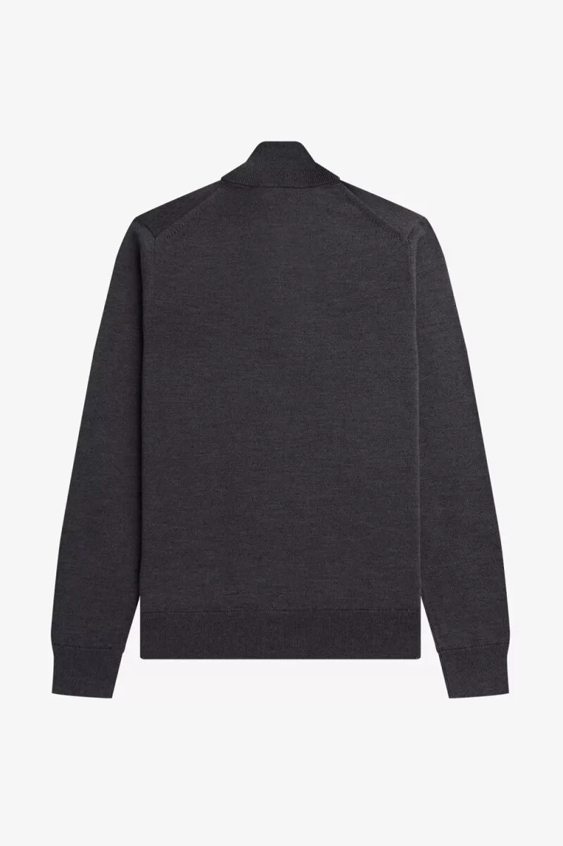 fred perry classic herren-pullover mit halbem reißverschluss dunkelgrau meliert