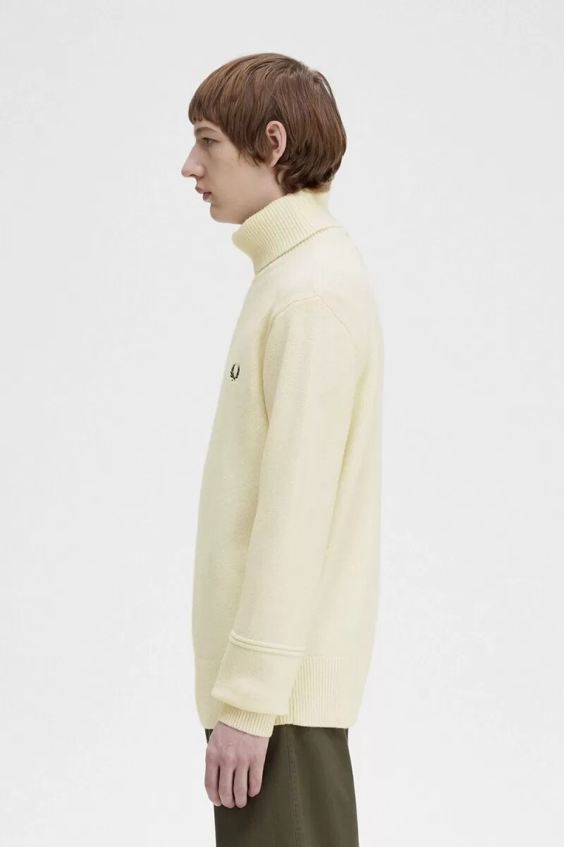 fred perry strickpullover mit rollkragen für herren beige