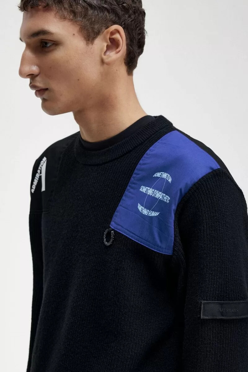 fred perry herrenpullover mit patch-details schwarz