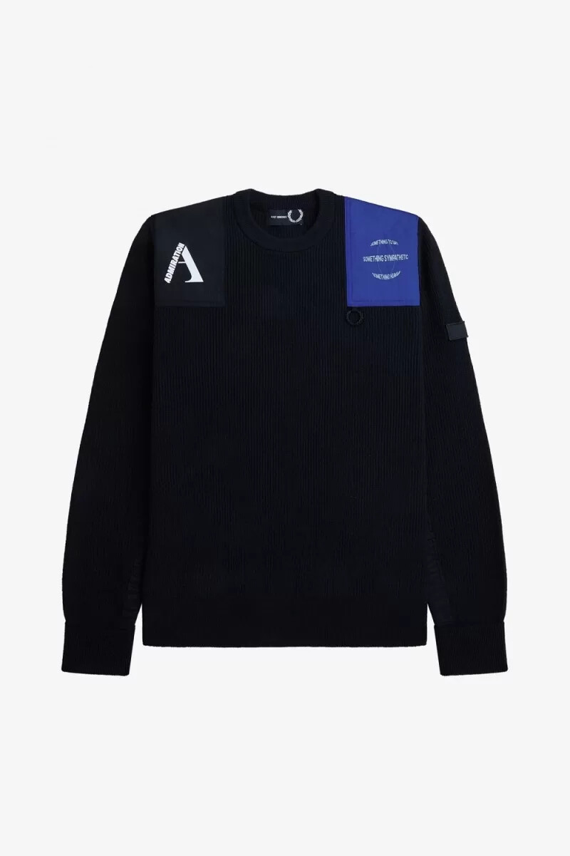 fred perry herrenpullover mit patch-details schwarz