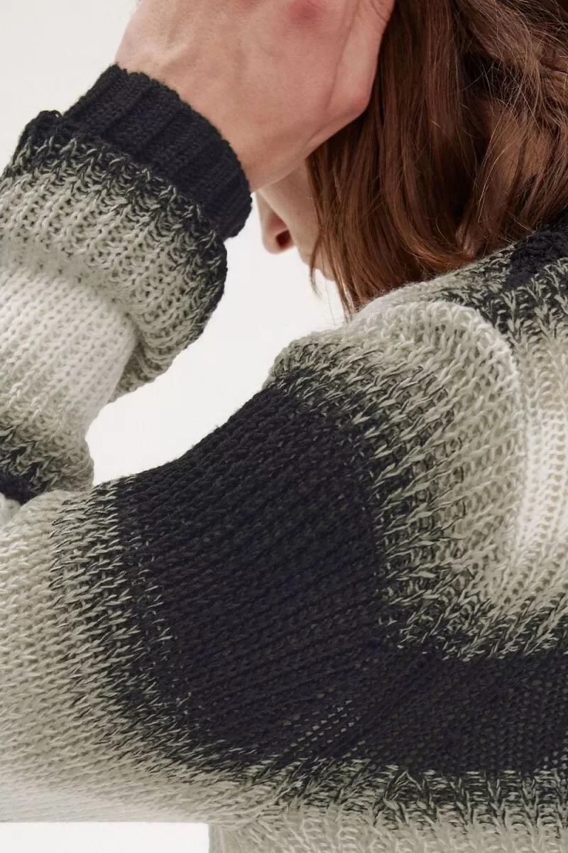 fred perry herrenpullover mit streifenmuster und offener strickoptik schwarz
