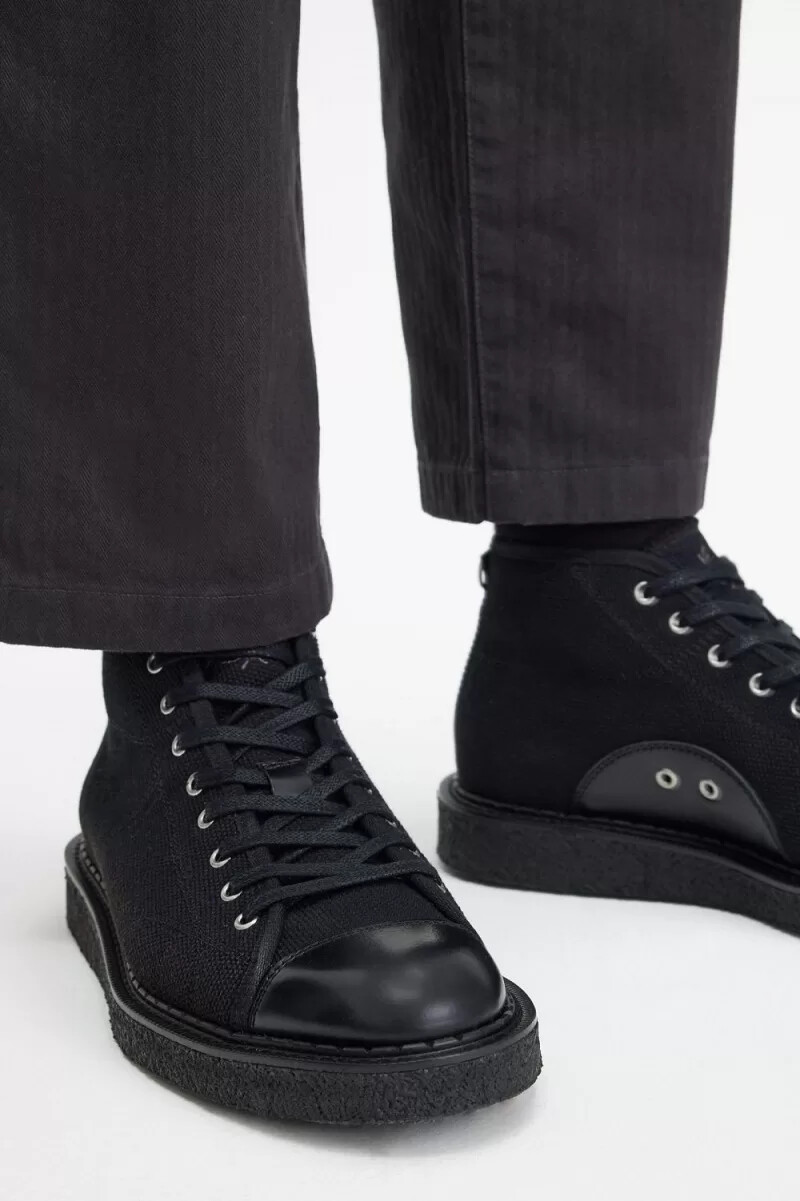 fred perry canvas monkey herrenstiefel schwarz