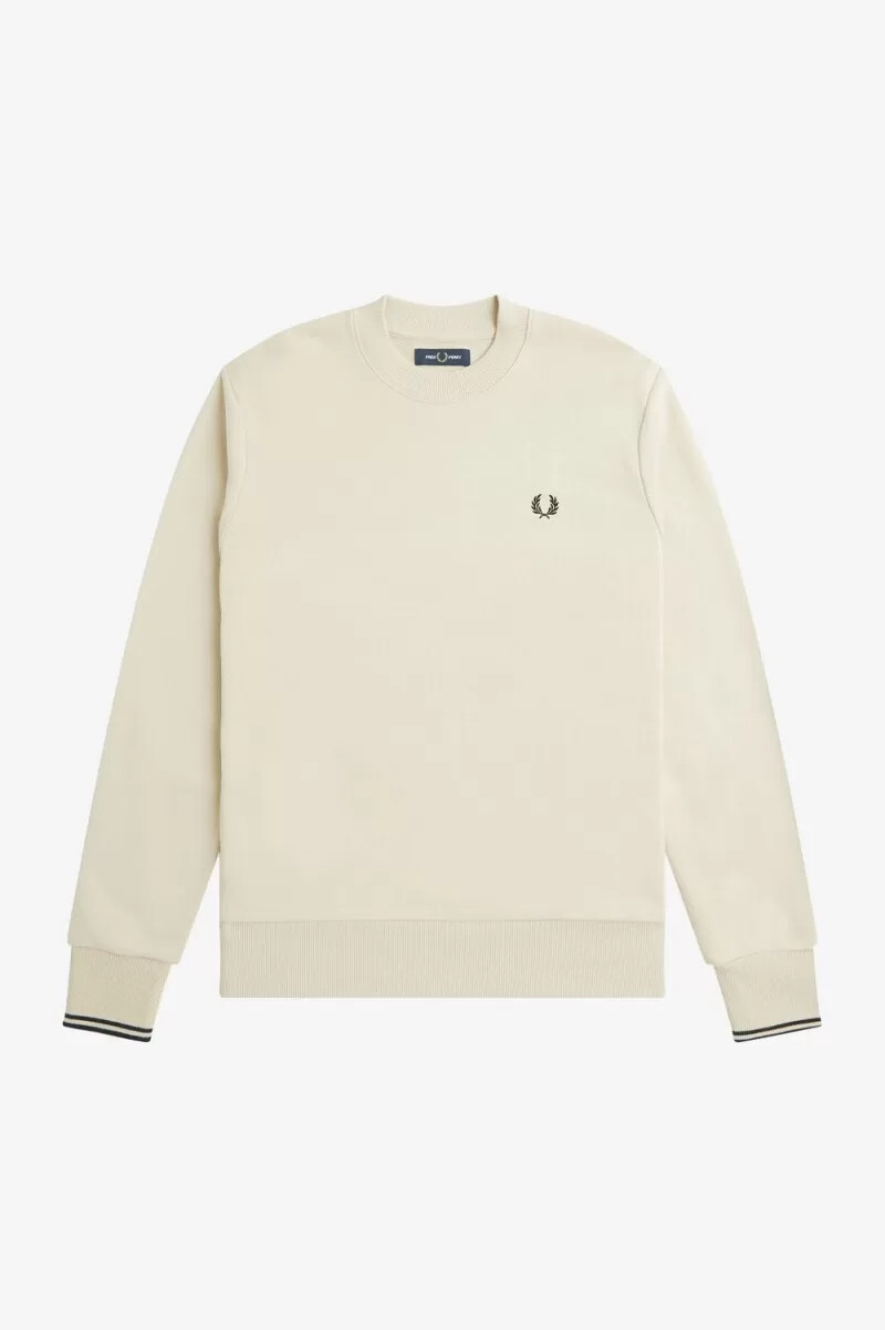 fred perry herren-sweatshirt mit rundhalsausschnitt haferflockenfarben schwarz