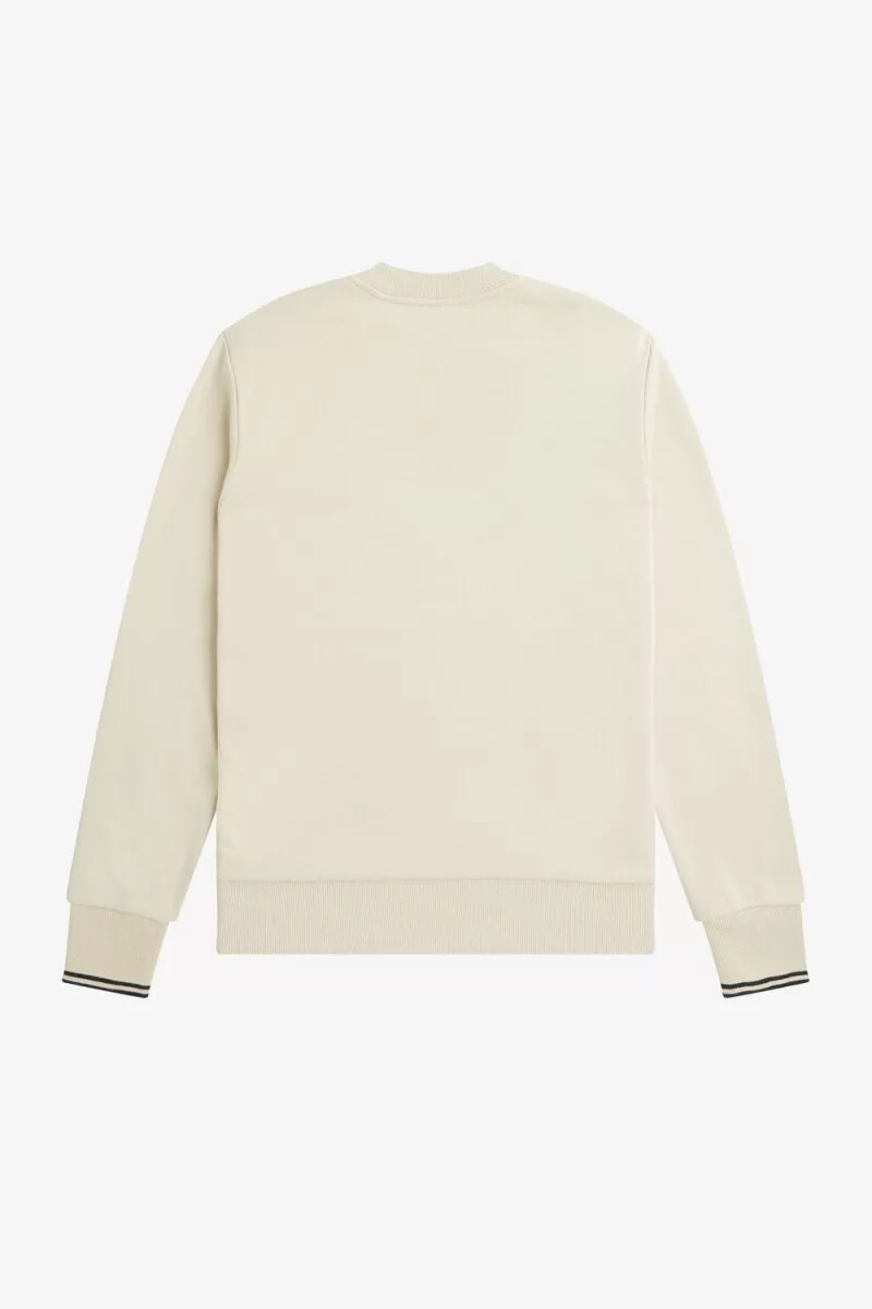 fred perry herren-sweatshirt mit rundhalsausschnitt haferflockenfarben schwarz