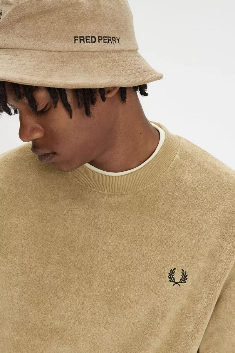 fred perry herren-sweatshirt mit rundhalsausschnitt aus frottee grün