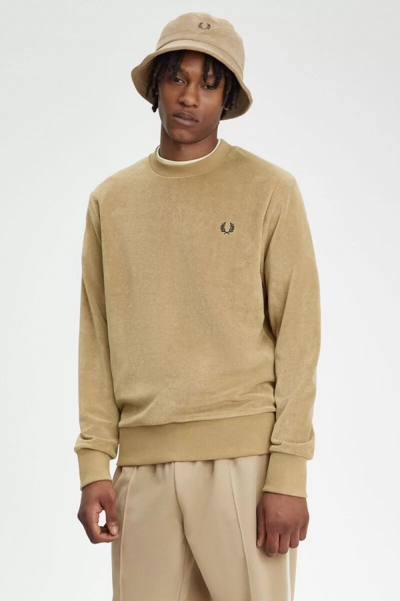 fred perry herren-sweatshirt mit rundhalsausschnitt aus frottee grün