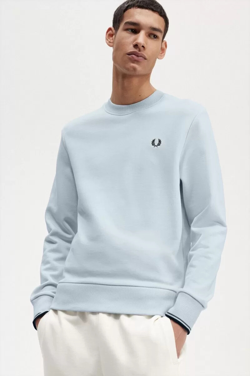 fred perry herren-sweatshirt mit rundhalsausschnitt hellblau