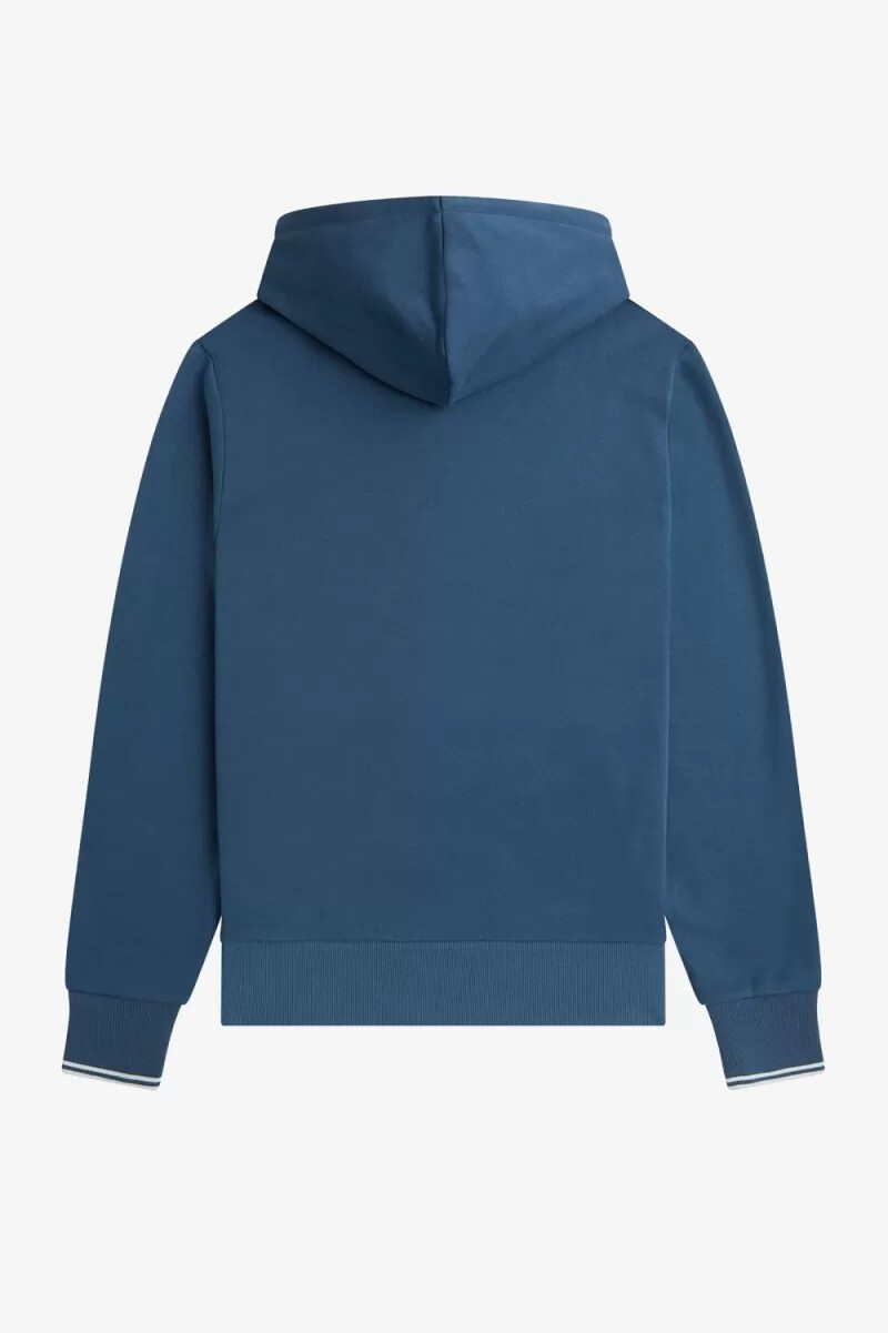 fred perry herren-sweatshirt mit kapuze und zierstreifen mitternachtsblau hellblau