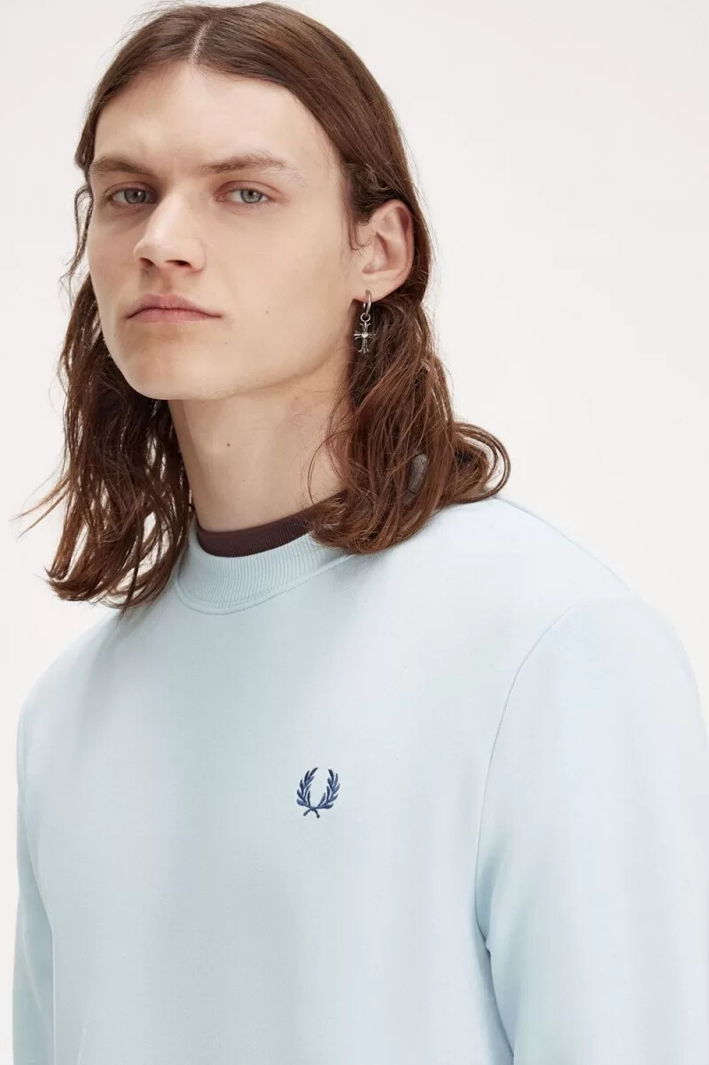 fred perry herren-sweatshirt mit rundhalsausschnitt hellblau mitternachtsblau