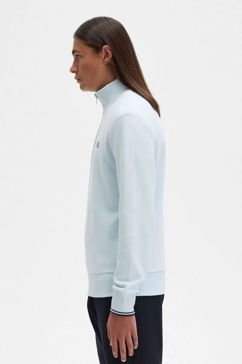 fred perry herren-sweatshirt mit halbem reißverschluss hellblau