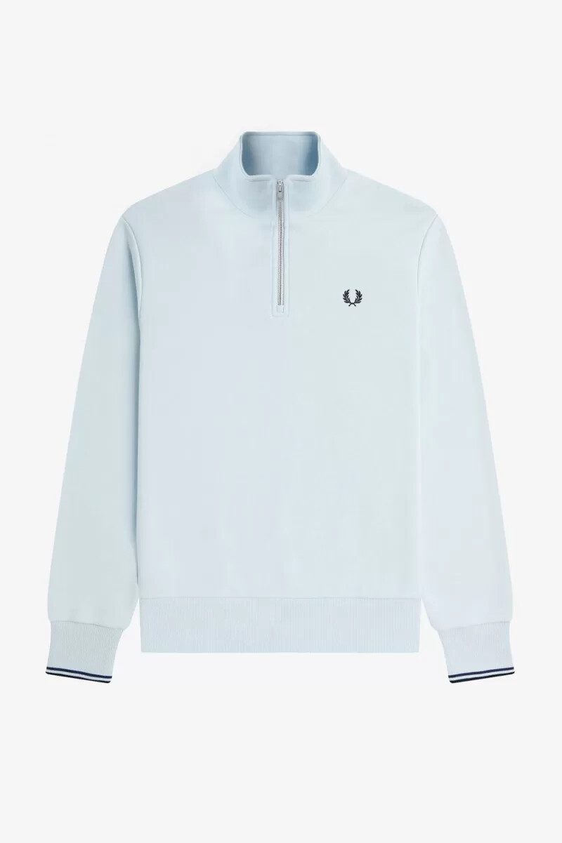 fred perry herren-sweatshirt mit halbem reißverschluss hellblau
