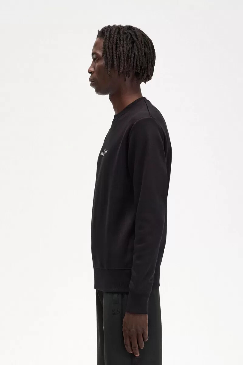 fred perry herren-sweatshirt mit stickerei schwarz