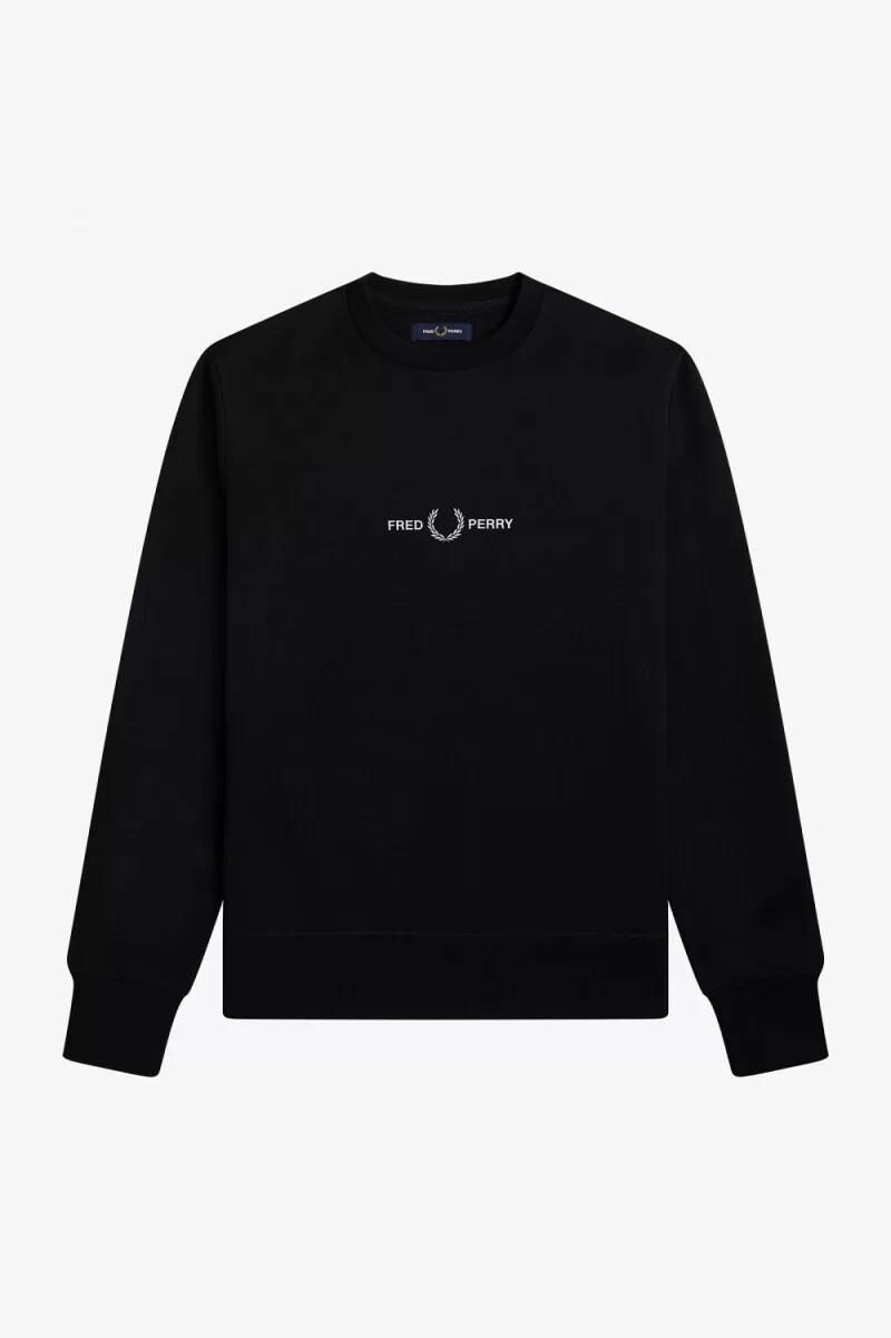fred perry herren-sweatshirt mit stickerei schwarz