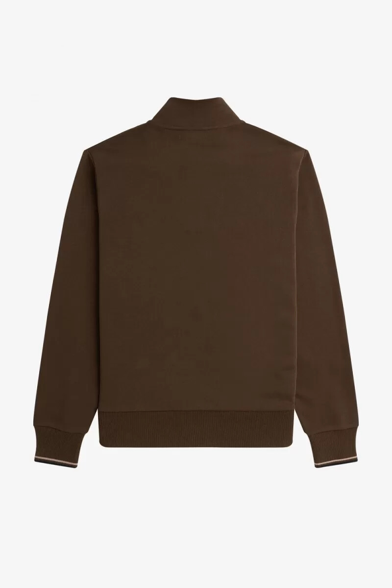 fred perry herren-sweatshirt mit halbem reißverschluss farbe burnt tobacco
