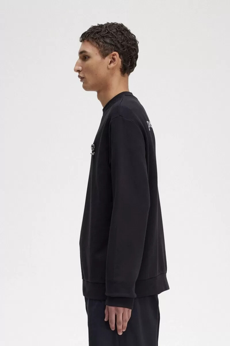 fred perry herren-sweatshirt mit stickerei schwarz