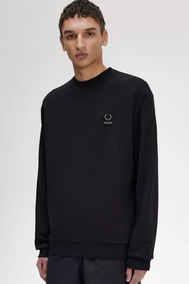 fred perry herren-sweatshirt mit stickerei schwarz