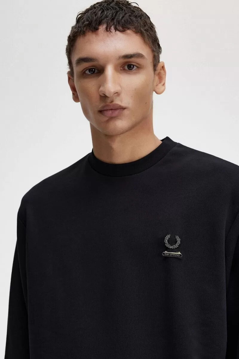 fred perry herren-sweatshirt mit stickerei schwarz
