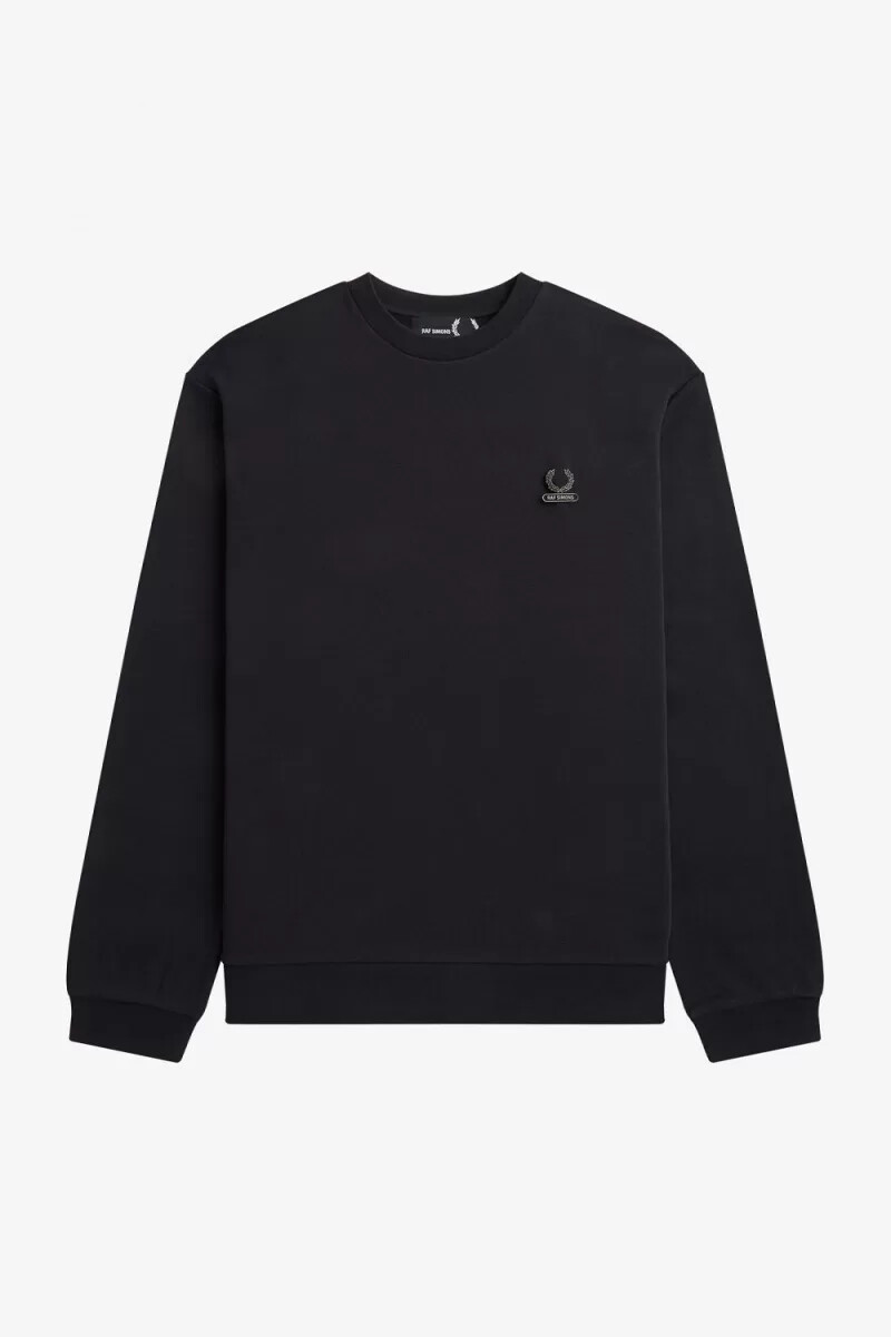 fred perry herren-sweatshirt mit stickerei schwarz